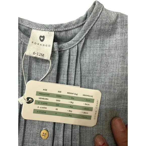 Korango Kid's Gray Button Up Fit & Flare Modern‎ Vintage Dress Size 6-12 Month - Picture 5 of 7
